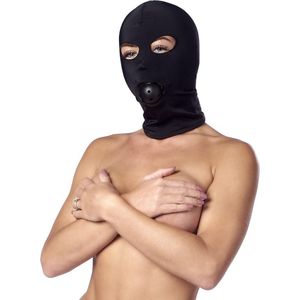 Rimba Bondage Play - Elastisch hoofdmasker van soepele stof met ball gag - zwart