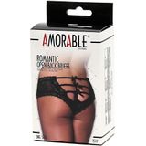 Amorable By Rimba Kanten Slip met Open Achterkant en Strikjes - Zwart