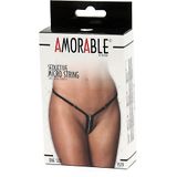 Amorable by Rimba - Erotische String - Micro Slip Met Ritssluiting - Micro Tanga - Zwart - One Size