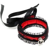 Burlesque collar met ring - rood/zwart