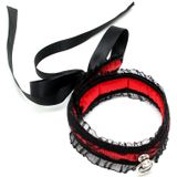 Burlesque collar met ring - rood/zwart