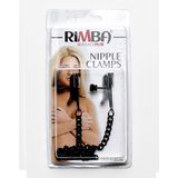 Rimba Bondage Play Tepelklemmen met aandraaischroef en ketting - zwart