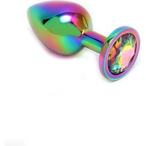 Rimba Toys PISA Rainbow RVS Buttplug met Sierkristal