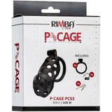 Rimba Toys - P-Cage PC03 - Kunststof Kuisheidskooi - Peniskooi - Chastity - Zwart - maat M