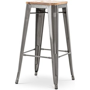 Legend - Barkruk - Metaal - Houten Zitting - Industrieel