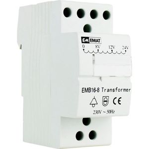 Emat - Beltrafo - 8V-12V-24V - 8W AC - Inbouwschakelaar