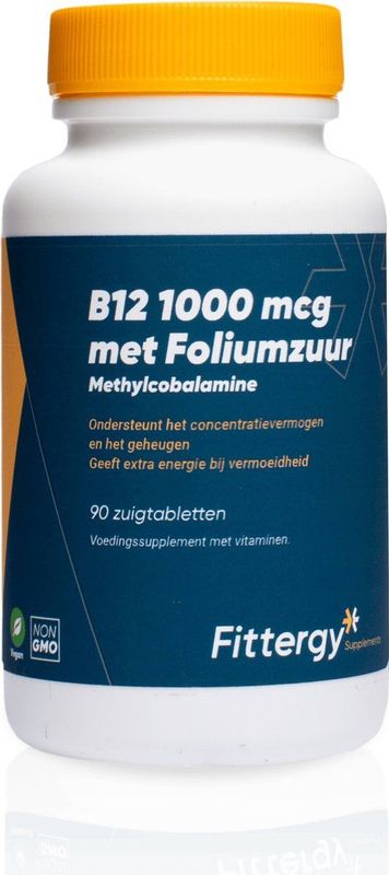 Fittergy Supplements B12 1000mcg Met Foliumzuur 90 zuigtabletten