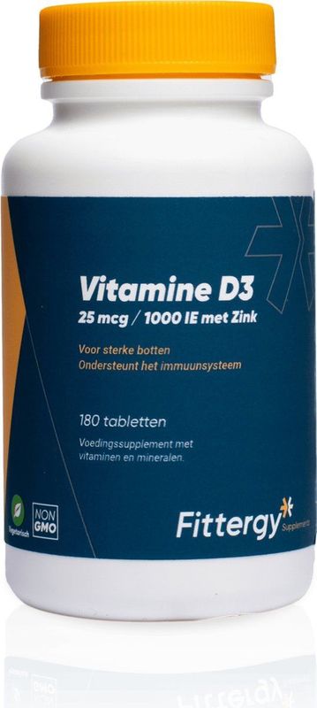 Fittergy Vitamine D3 25mcg met zink 180 tabletten