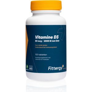 Fittergy Vitamine D3 50mcg met zink 100 tabletten