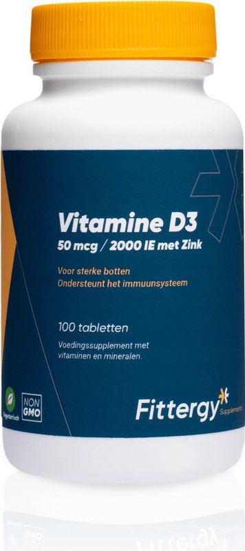 Fittergy Vitamine D3 50mcg met zink 100 tabletten