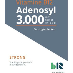 B12 Vitamins - B12 Adenosyl 3.000 met Folaat - 60 tabletten - Vitamine B12 adenosylcobalamine - B12 Adenosyl - vegan - voedingssupplement