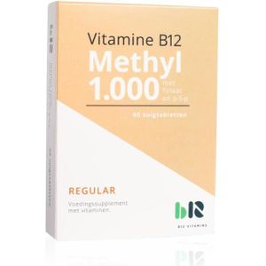 b12 vitamins Vitamine b12 methyl 1000 met folaat en p-5-p 60 Zuigtabletten