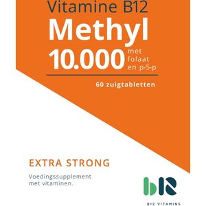 B12 Vitamins - B12 Methyl 10.000 met Folaat - 60 tabletten - Vitamine B12 methylcobalamine - B12 Methyl - vegan - voedingssupplement