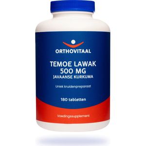 Orthovitaal - Temoe Lawak 500 mg - 180 tabletten - Javaanse Kurkuma - Plantenextracten - vegan - voedingssupplement
