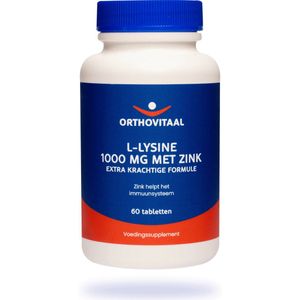 Orthovitaal - L-Lysine 1000 mg met Zink - 60 tabletten - Aminozuren - vegan - voedingssupplement