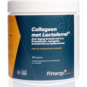 Fittergy Supplements - Collageen met Lactoferral® - 300 gram - Anti-Aging formule met o.a. 8 botanicals, mangaan, lactoferrine en hyaluronzuur - Complexpreparaten - voedingssupplement