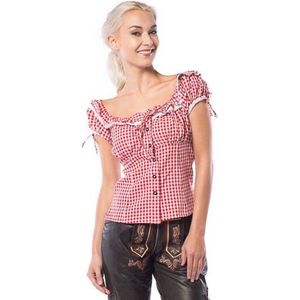 Partyxclusive Top Liesl Dames Polyester Rood/wit Maat S