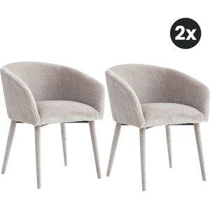 Multifurn - Nova - Eetkamerstoelen - Beige - Stof - Set van 2