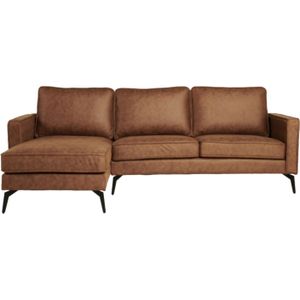 by fonQ - Milan - Hoekbank met Chaise Longue - Cognac - Microleder