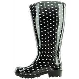 Regenlaars Wide Wellies Zwart Wit Polka Dots Kuitmaat XXL-Schoenmaat 39