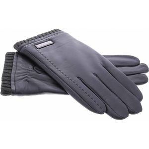 iMoshion Zwarte echt lederen touchscreen handschoenen met zilverkleurig detail - Maat M