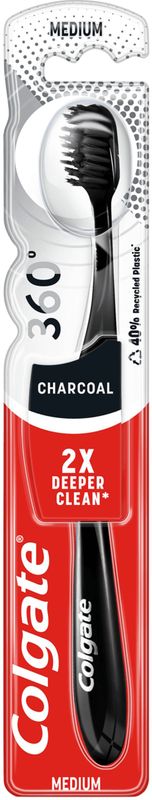 Colgate - 360 Houtskool Geïnfuseerde Tandenborstel - Medium - Actieve Houtskool