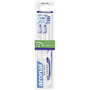 Aronal Tandenborstel eco-dent medium, 1x tandenborstel & 2 x wisselkop - handtandenborstel met wisselkop-principe, eenvoudige vervanging van het hoofd