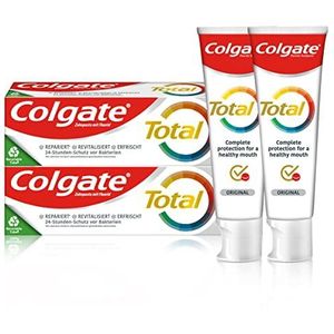 Colgate Total Original tandpasta (2 x 75 ml) - tandpasta tegen cariës en tandplak Beschermt het tandglazuur