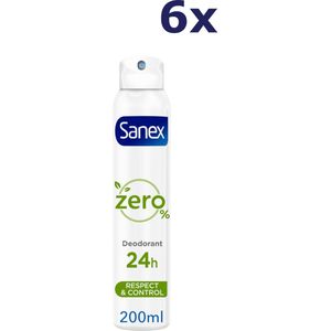 6x Sanex Deodorant Spray Zero% Normale huid 200 ml