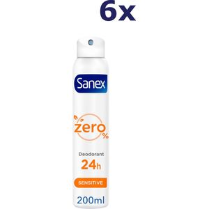 6x Sanex Deodorant Spray Zero% Sensitive Skin 200 ml