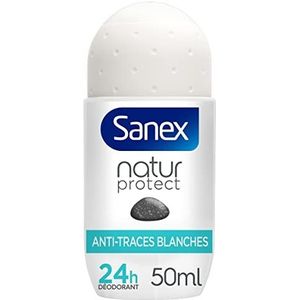 SANEX - Natur Protect Ball Deodorant tegen witte vlekken - Deodorant met Aluinsteen - 24 uur werkzaamheid - Laat geen sporen achter op kleding - 50ml
