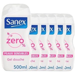 Partij van x 6 SANEX Douchegel zeepvrij Zero 0% Gevoelige huid - 500 ml