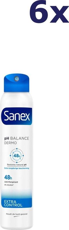 6x Sanex Deodorant Spray Dermo Extra Control 200 ml