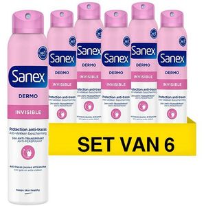 Sanex - Dermo Invisible - Deodorant Spray - 6x150ml - Zonder Alcohol
