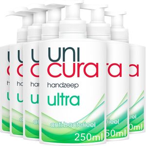 Handzeep unicura vloeibaar ultra met pomp 250ml | Omdoos a 6 fles x 250 milliliter | 6 stuks