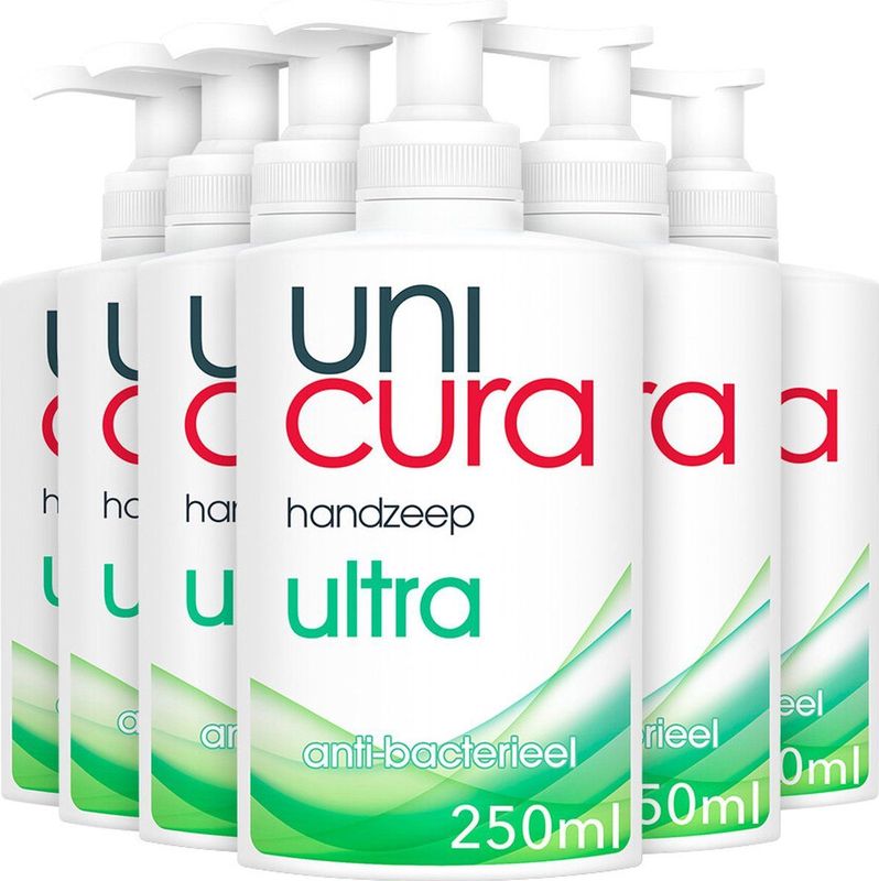 Handzeep unicura vloeibaar ultra met pomp 250ml | Omdoos a 6 fles x 250 milliliter | 6 stuks
