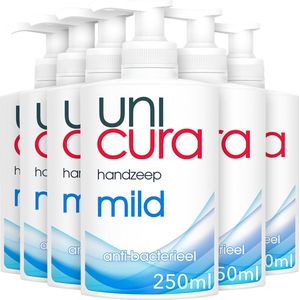 6x UNICURA ZEEP VLOEIBAAR POMP MILD 250ml