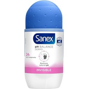 Sanex pH Balance Dermo Onzichtbaar, deodorant voor heren of dames, roll-on, 50 ml