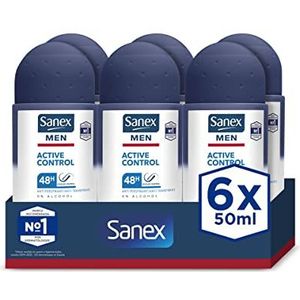 Sanex Men Active Control Roll-on Deodorant voor heren, 6 stuks x 50 ml