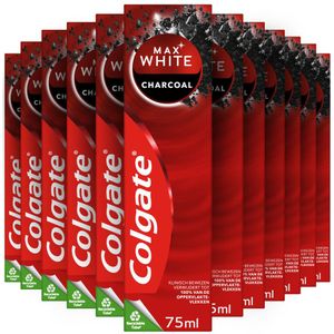 12x Colgate Tanpasta Max White Active Charcoal 75 ml