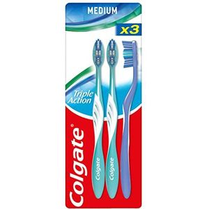 COLGATE - Tandenborstel Triple Action Medium - Handvat met 35% gerecycled kunststof - Verpakking met 3 tandenborstels