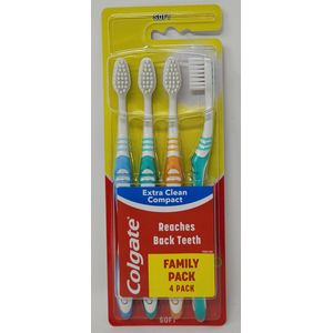 COLGATE TANDENBORSTEL FAMILY PACK 4 STUKS - EXTRA CLEAN COMPACT - SOFT
