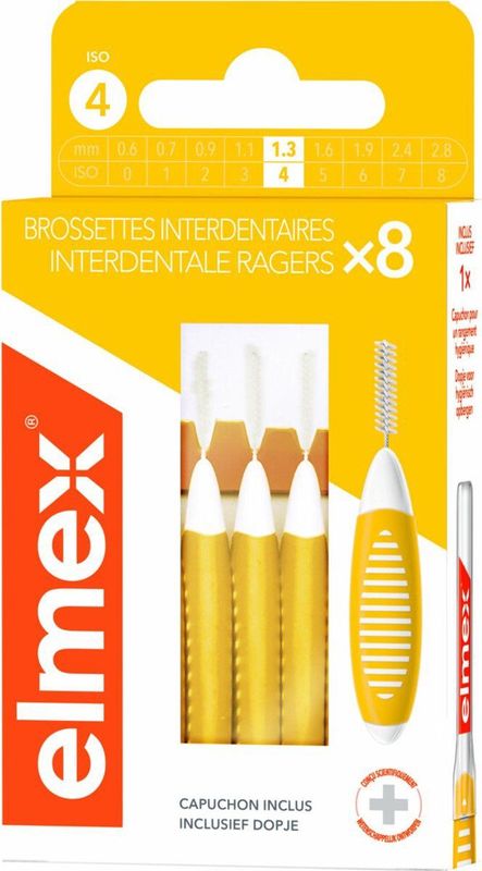 6x Elmex Interdentale Ragers 1,3 mm Geel ISO Maat 4 8 stuks