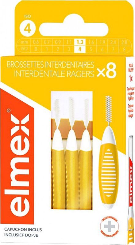 Elmex Interdentale Ragers 1,3 mm – Maat 4 Geel | 8 stuks