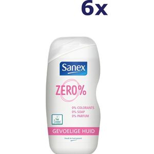 6x Sanex Zero% hypoallergene douchegel voor de gevoelige huid (400 ml)