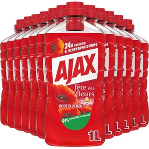 12x Ajax Allesreiniger Fete de Fleur Rode bloemen 1 liter