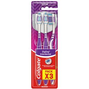 COLGATE - ZigZag Médium - Tandenborstel - X3 - Antibacterieel