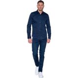 Cast Iron - Overhemd - Donkerblauw - Effen - Katoen - Lange Mouw