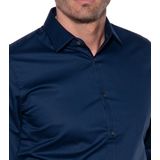 Cast Iron - Overhemd - Donkerblauw - Effen - Katoen - Lange Mouw