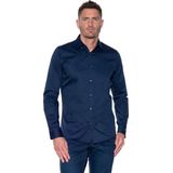 Cast Iron - Overhemd - Donkerblauw - Effen - Katoen - Lange Mouw